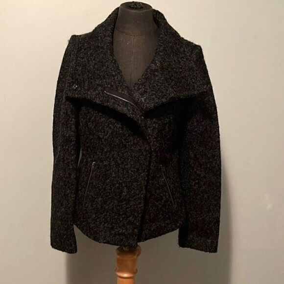 Ann Taylor Loft Women's Gray Asymmetric Zip Wool Blend Moto Jacket Size 8 - Picture 1 of 8